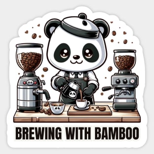 Barista Panda - Brewing With Bamboo Coffee Lover Shirt Sticker